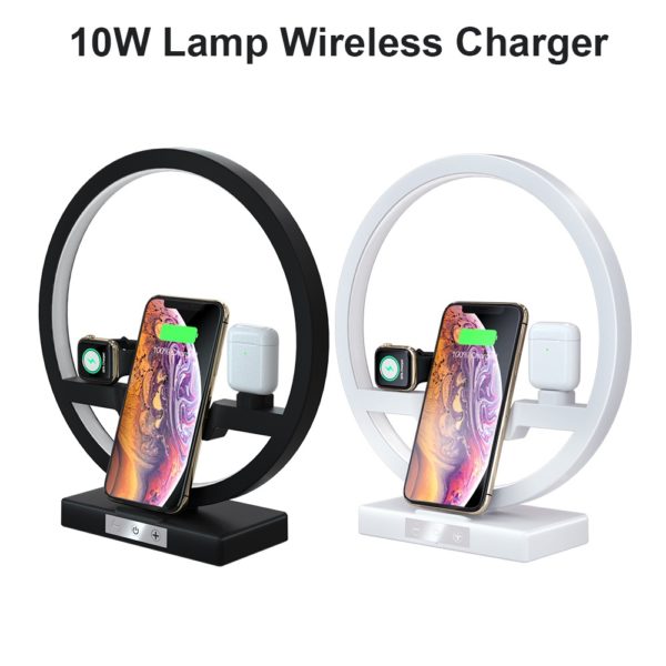 Wireless Charger Stand Table Lamp Touch Switch 10W Charger For Apple Watch Cell Phones Headphones - Image 3